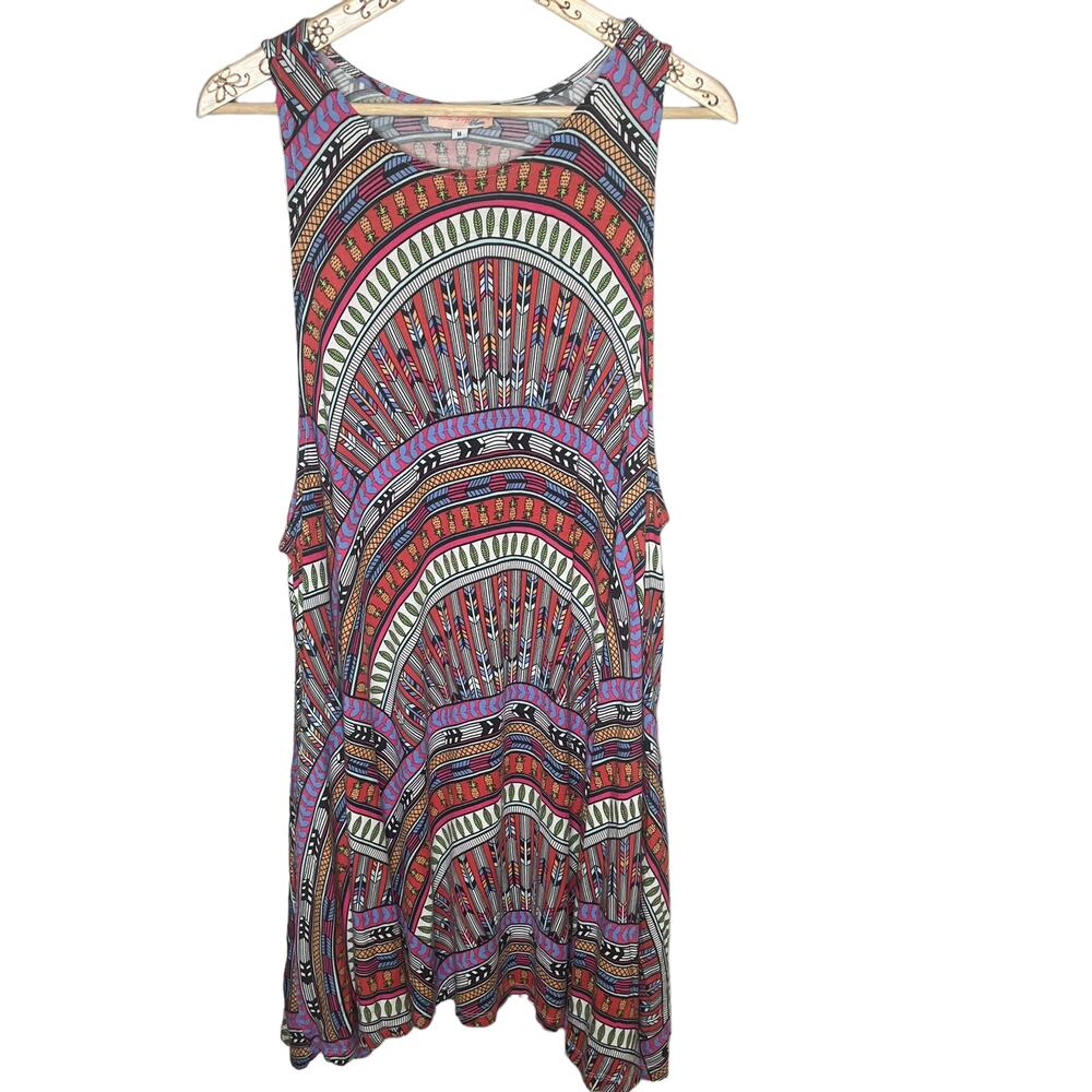Mara Hoffman Swim Cover Up Tunic Dress Rainbow Swing Size Medium Pockets